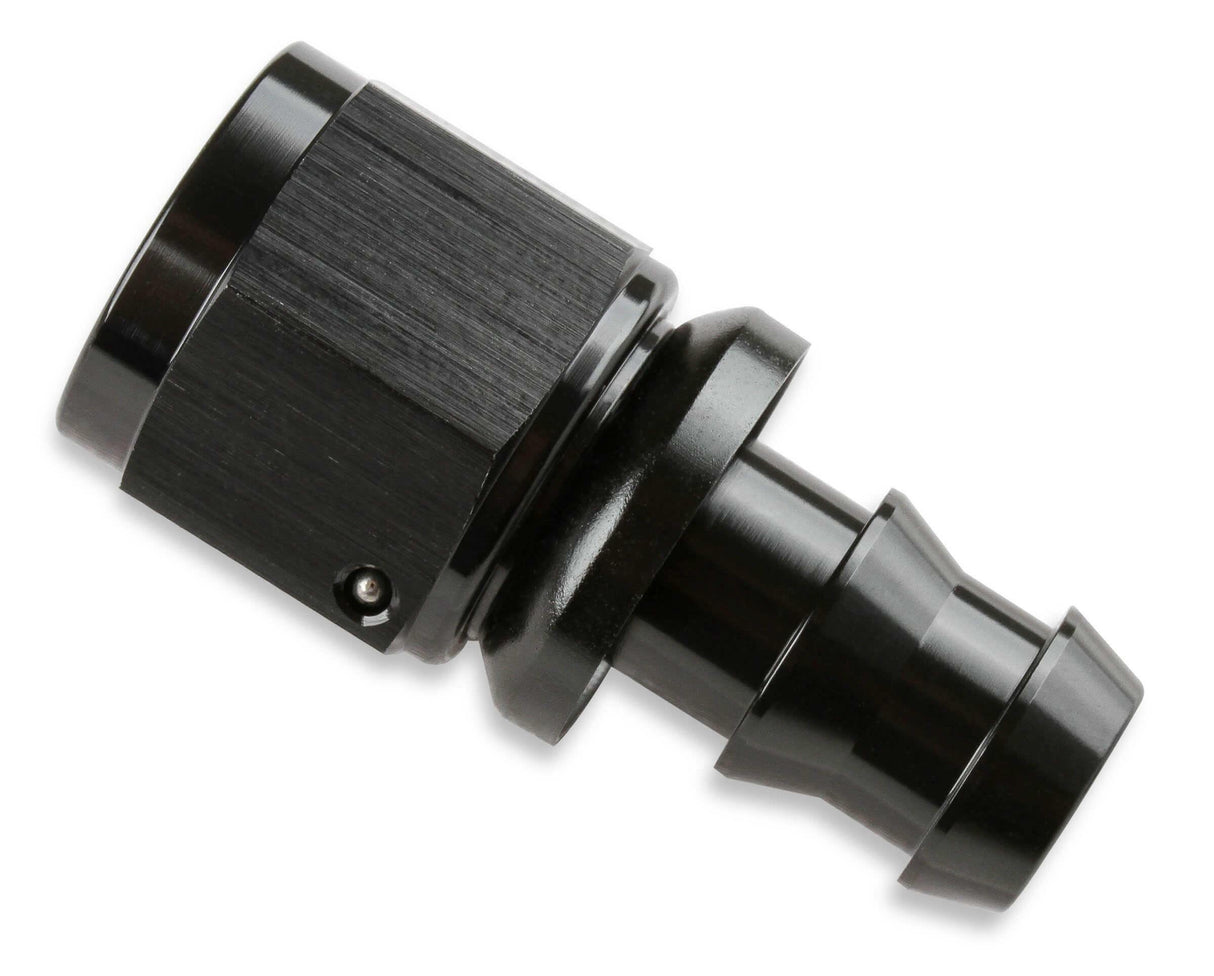 Mr. Gasket 6 AN straight push on hose ends black BL aluminum 200106