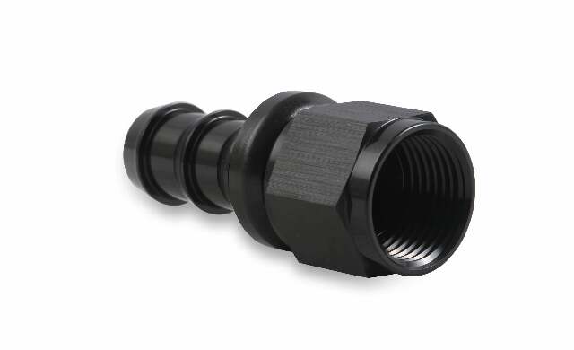 Mr. Gasket 10 AN straight push on hose ends black BL aluminum 200110