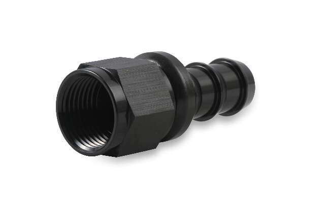 Mr. Gasket 10 AN straight push on hose ends black BL aluminum 200110