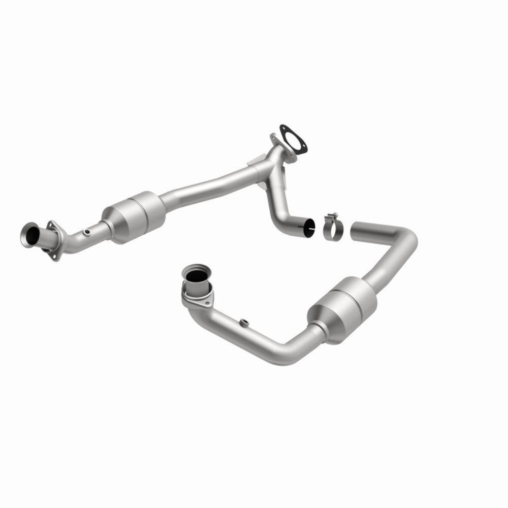 MagnaFlow direct-fit catalytic converter fits 2002 Ford E-350 Super Duty, 2002 Ford E-250 Econoline, and additional vehicles and 2002 Ford E-150 Ecoline Compliant stainless steel C