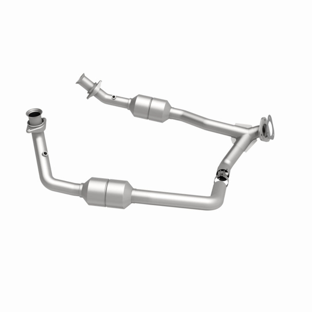 MagnaFlow direct-fit catalytic converter fits 2002 Ford E-350 Super Duty, 2002 Ford E-250 Econoline, and additional vehicles and 2002 Ford E-150 Ecoline Compliant stainless steel C