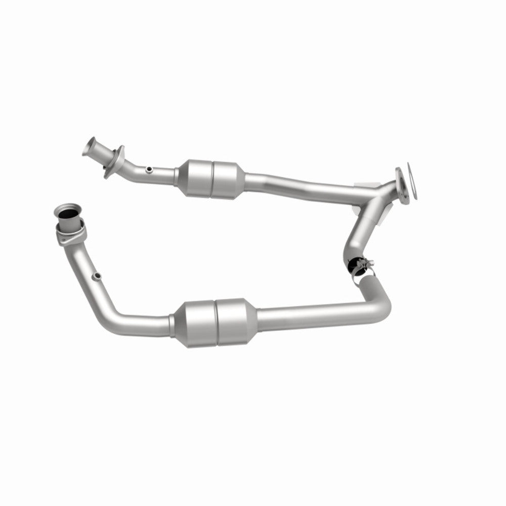 MagnaFlow direct-fit catalytic converter fits 2002 Ford E-350 Super Duty, 2002 Ford E-250 Econoline, and additional vehicles and 2002 Ford E-150 Ecoline Compliant stainless steel C