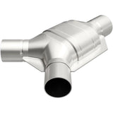 MagnaFlow universal catalytic converter driver side 2 inch inlet 2.25 inch outlet stainless steel CARB compliant 557407