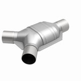 MagnaFlow universal catalytic converter driver side 2 inch inlet 2.25 inch outlet stainless steel CARB compliant 557407