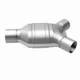 MagnaFlow universal catalytic converter driver side 2 inch inlet 2.25 inch outlet stainless steel CARB compliant 557407