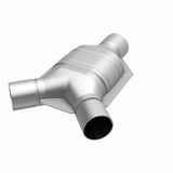MagnaFlow universal catalytic converter driver side 2 inch inlet 2.25 inch outlet stainless steel CARB compliant 557407