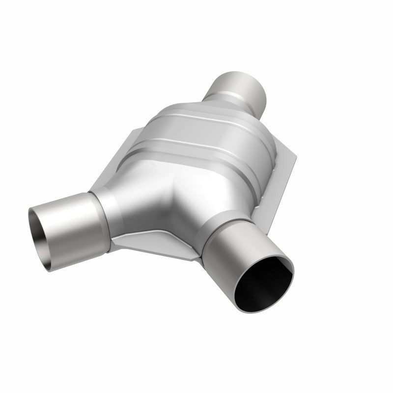 MagnaFlow universal catalytic converter driver side 2 inch inlet 2.25 inch outlet stainless steel CARB compliant 557407