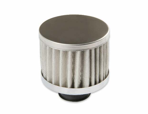 Mr. Gasket valve cover breather push in round steel/rubber chrome 2049G