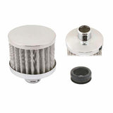 Mr. Gasket valve cover breather push in round steel/rubber chrome 2049G