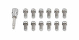 Mr. Gasket headlock locking header bolts 3/8 16 x 3/4 inch set of 12 Chevy stainless steel 2230G
