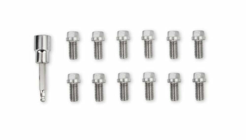 Mr. Gasket headlock locking header bolts 3/8 16 x 3/4 inch set of 12 Chevy stainless steel 2230G