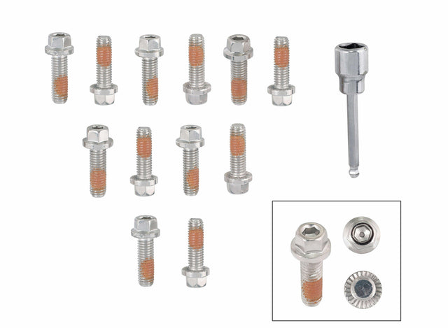 Mr. Gasket headlock locking header bolts M8 1.25 x 25mm set of 12 Chevy polished stainless steel 2235G