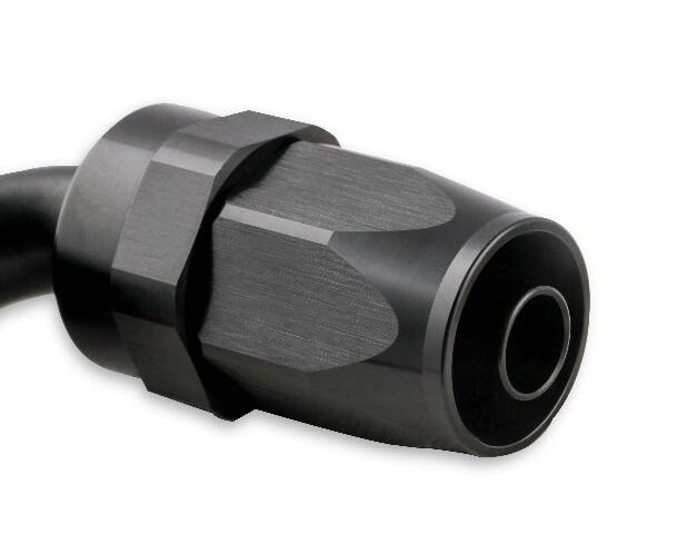 Mr. Gasket 6 AN 90 degree swivel hose end black BL aluminum stainless steel 229006