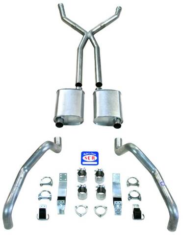 Camaro X Style 2-1/2" Exhaust System with Small Block Long Style Headers 23030 fits 1967-1969 Chevy Camaro Shafer's Classic Reproductions