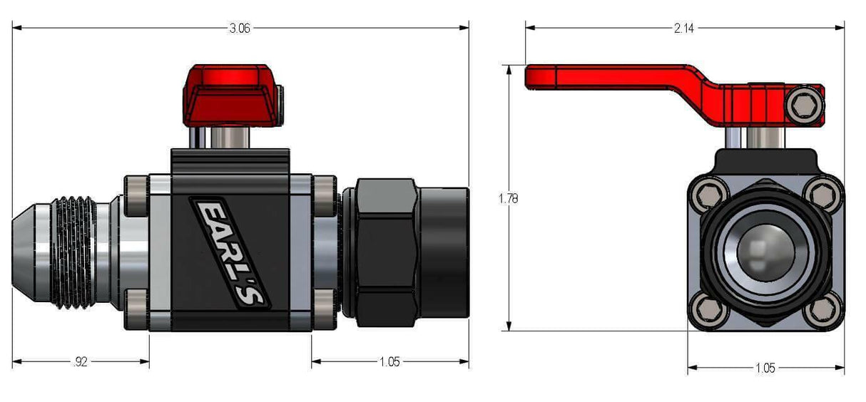 Earls UltraPro Ball Valve -8 AN Male to Female - 230708ERL