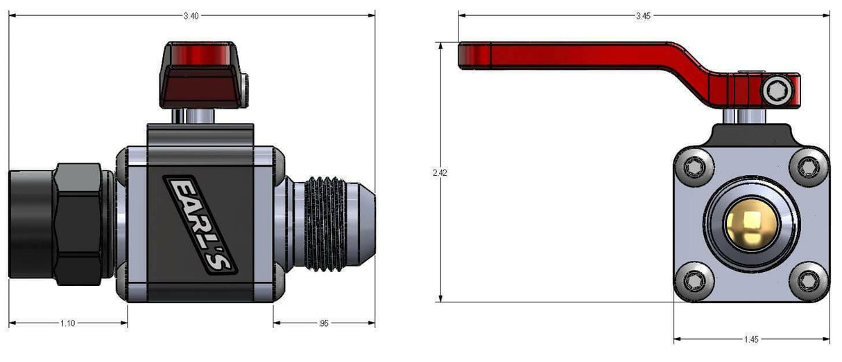 Earls UltraPro Ball Valve -10 AN Male to Female - 230710ERL