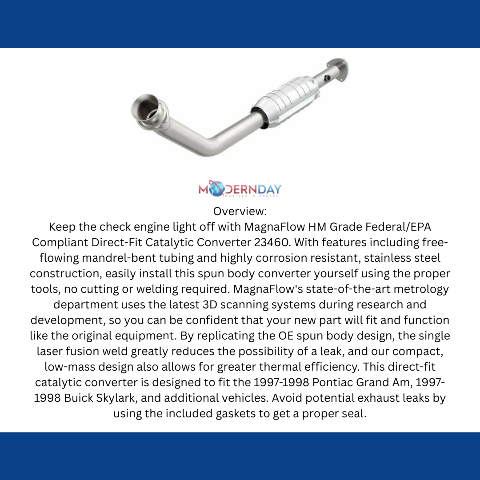 MagnaFlow direct-fit catalytic converter for 1997-1998 Buick stainless steel Federal EPA compliant OBDII 23460