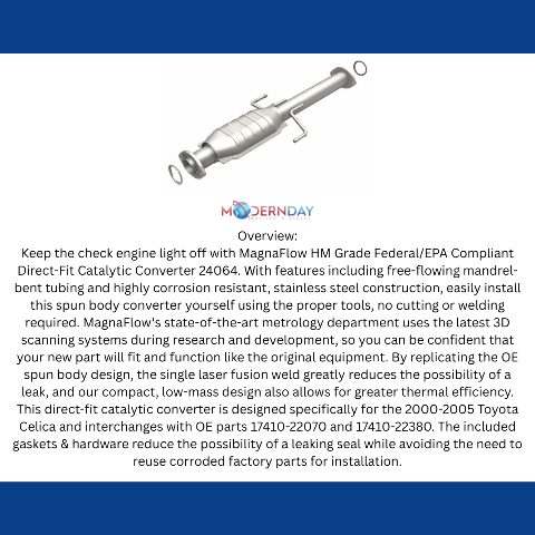 MagnaFlow direct-fit catalytic converter for 2000-2005 Toyota 1.8L stainless steel CARB compliant 24064