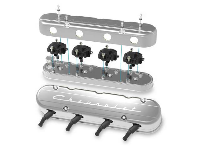 Holley performance fuel system component for Chevy polished