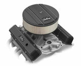SBC Vintage Series Finned Valve Covers - Satin Black Machined Finish - 241-242
