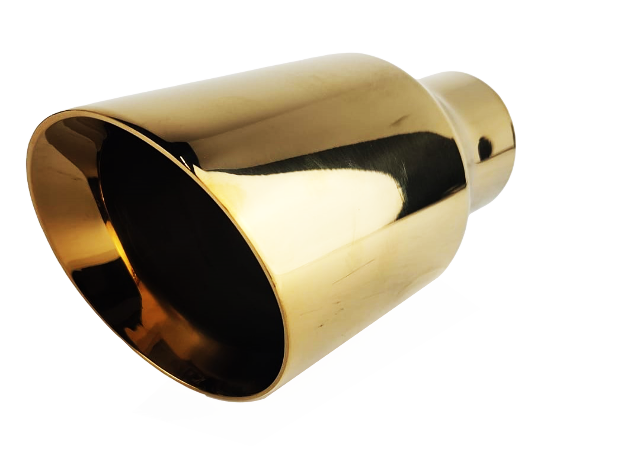 2.5" IDX4"X8" Double Wall Slant Cut Stainless Gold Exhaust Tip 2508GD