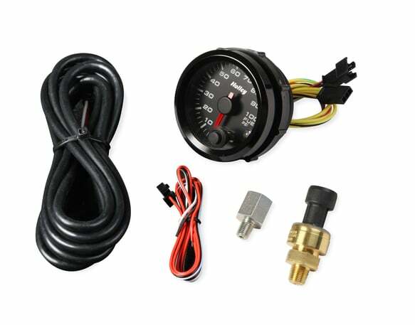 Black 2-1/16" Fuel Pressure 0-100psi-Holley logo 26-608