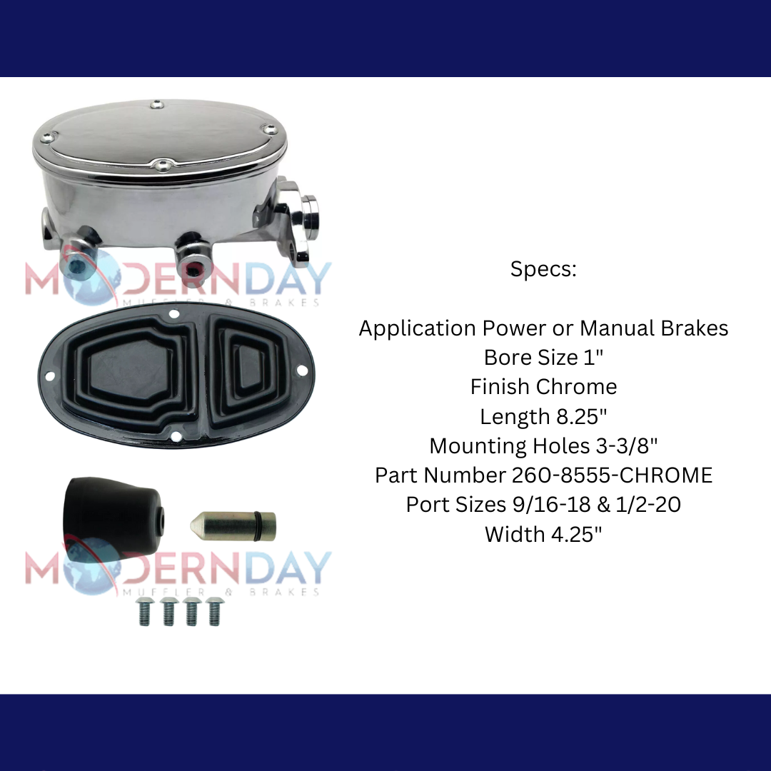 brake master cylinder 3 inch aluminum chrome manual brake drum-260-8555-chrome MBM