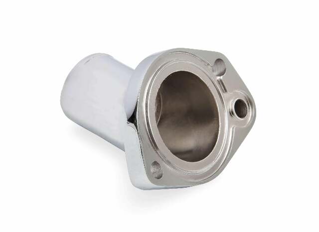 Mr. Gasket thermostat housing ; 160° fixed chrome for Ford 260 351W SBF polished aluminum 2662