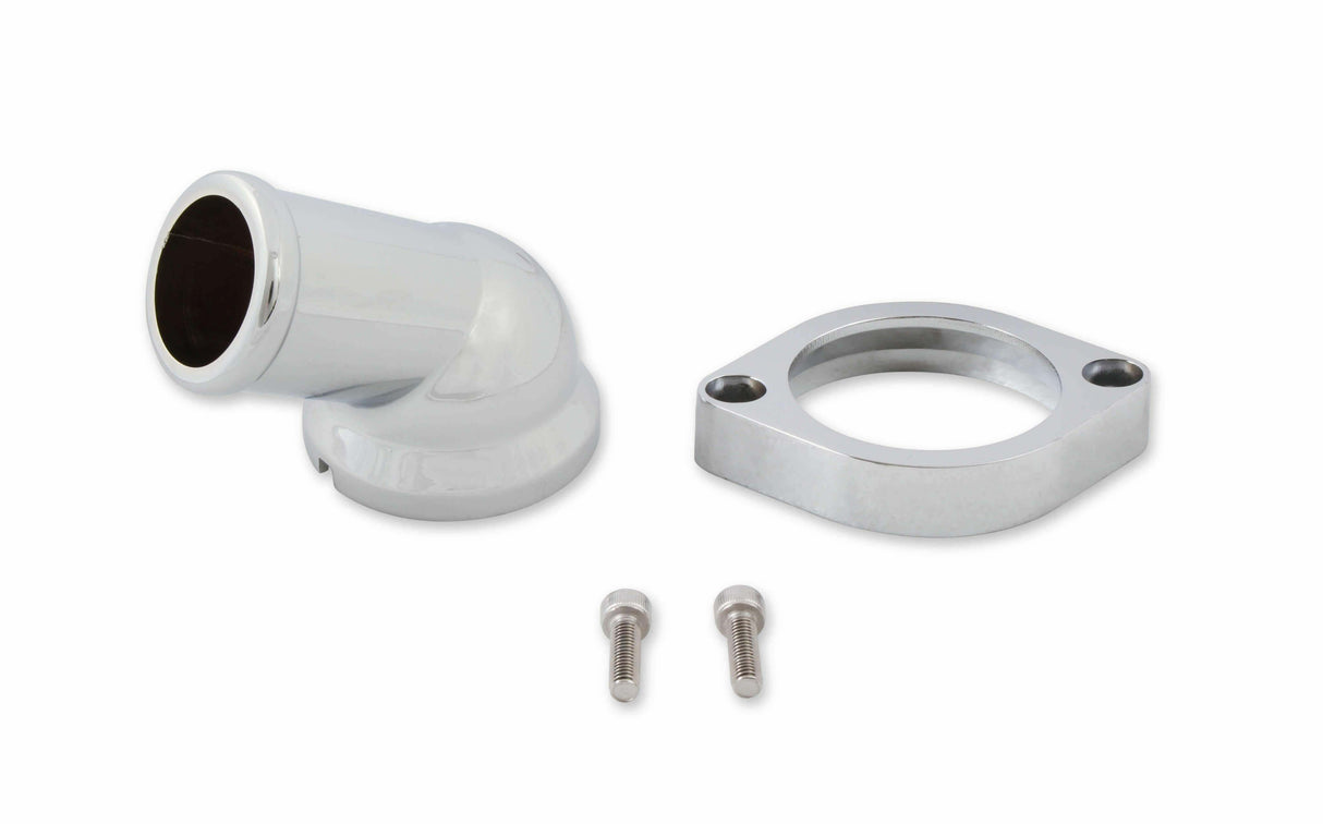 Mr. Gasket water neck swivel 30 degree angle chrome Chevy aluminum stainless steel 2670