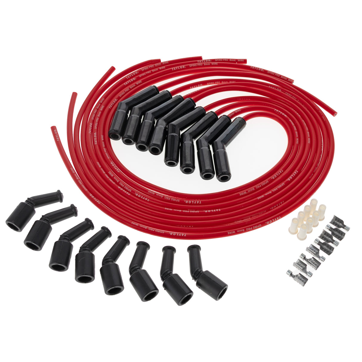 Spark Plug Wire Set Universal Silicone Spiro Pro 8mm 135? 350 ohm/ft Red 75263-B