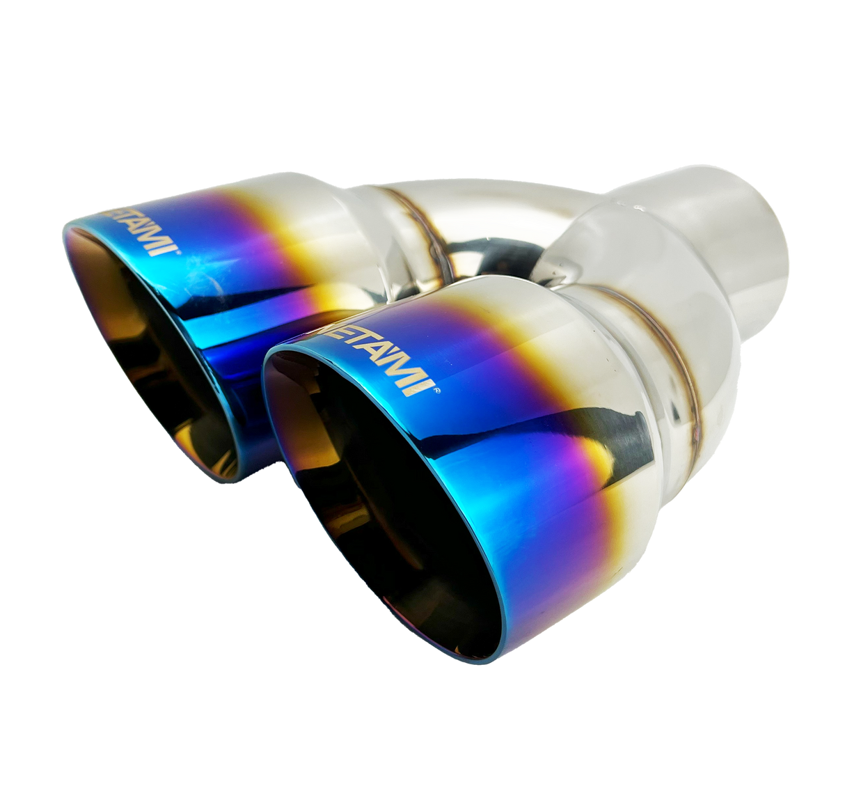 t 3" ID/4" OUT/10.5" Dual Round Double Wall Slant Cut Exhaust Tip-Blue NT-1680BL Mach Speed