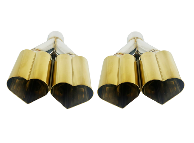 t 3" ID/4" OUT/10" Dual Heart Shape Exhaust Tip Gold NT-HEART-2GD Mach Speed