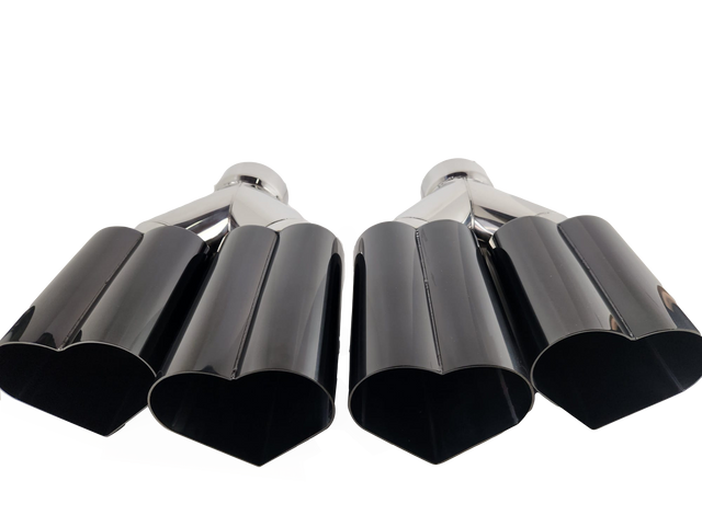 t 3" ID/4" OUT/12" Dual Heart Shape Exhaust Tip Black Chrome NT-HEART-2BC Mach Speed