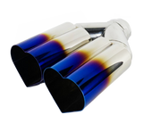 t 3" ID/4" OUT/12" Dual Heart Shape Exhaust Tip Blue Burnt Flame NT-HEART-2BL Mach Speed