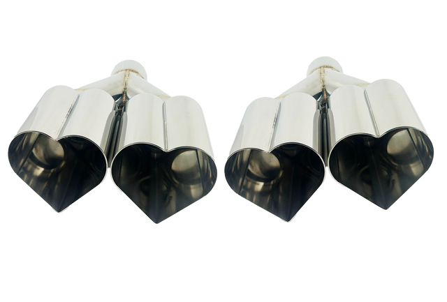 t 3" ID/4" OUT/12" Dual Heart Shape Exhaust Tip Polished Chrome NT-HEART-2CP Mach Speed