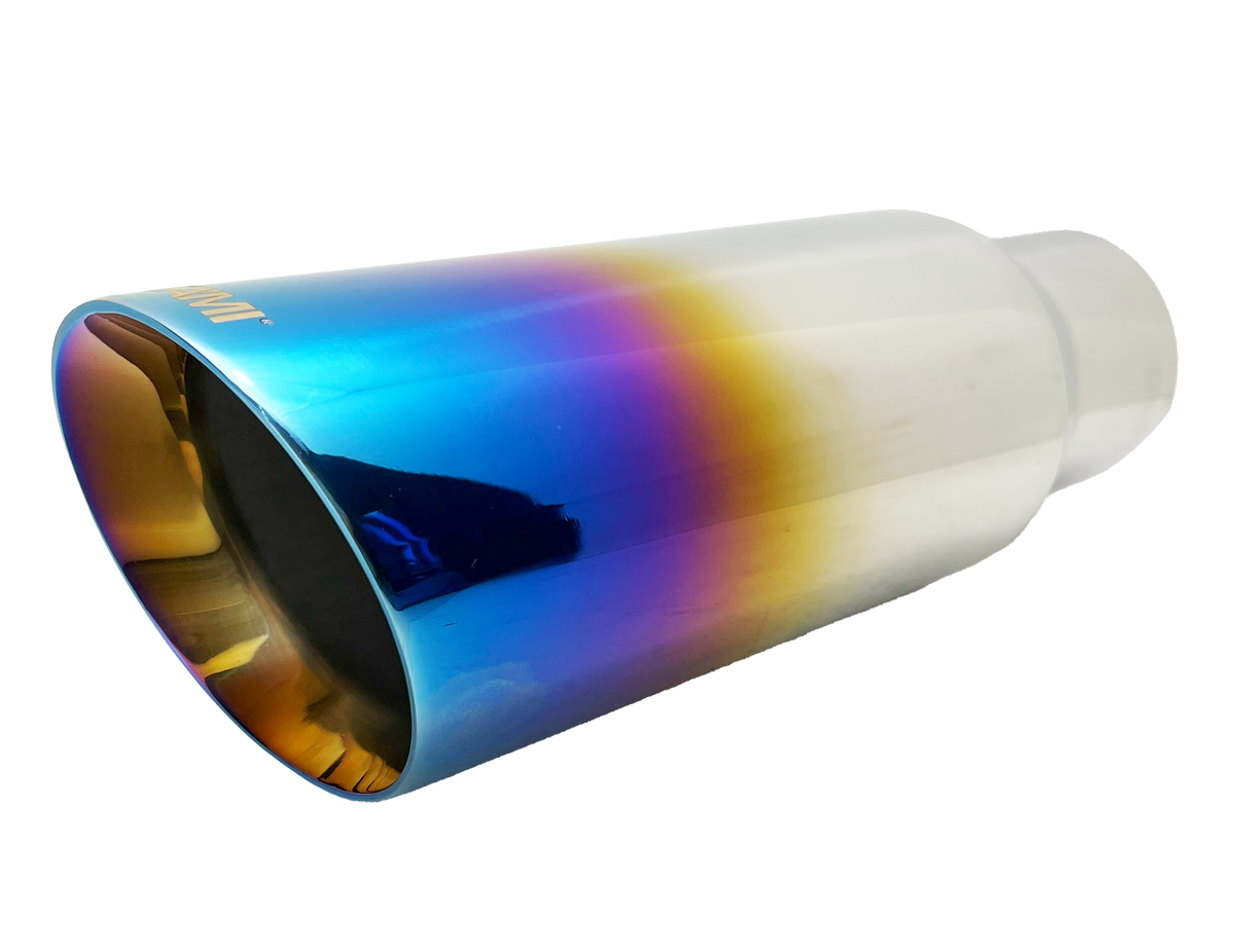 t 3" ID/4" OUT/12" Single Round Double Wall Slant Cut Exhaust Tip-Blue NT-3079 Mach Speed