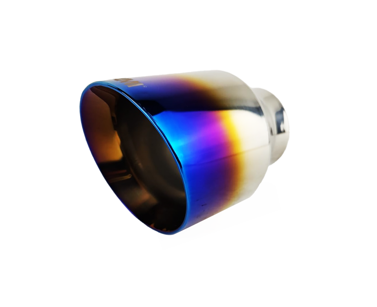 t 3" ID/4" OUT/5.5" Single Round Double Wall Slant Cut Exhaust Tip-Blue NT-3019 Mach Speed