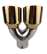 t 3" IDX4"X10.5" -Dual Double Wall Slant Cut Stainless Gold Exhaust Tip 1680GD Mach Speed