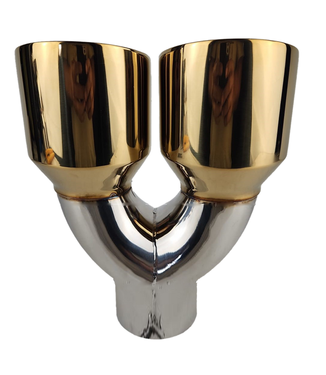 t 3" IDX4"X10.5" -Dual Double Wall Slant Cut Stainless Gold Exhaust Tip 1680GD Mach Speed
