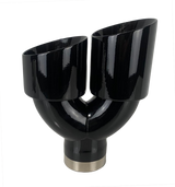 t 3" IDX4"X10" -Dual Double Wall Slant Cut S/S Black Exhaust Tip Side Angle 1640BK Mach Speed