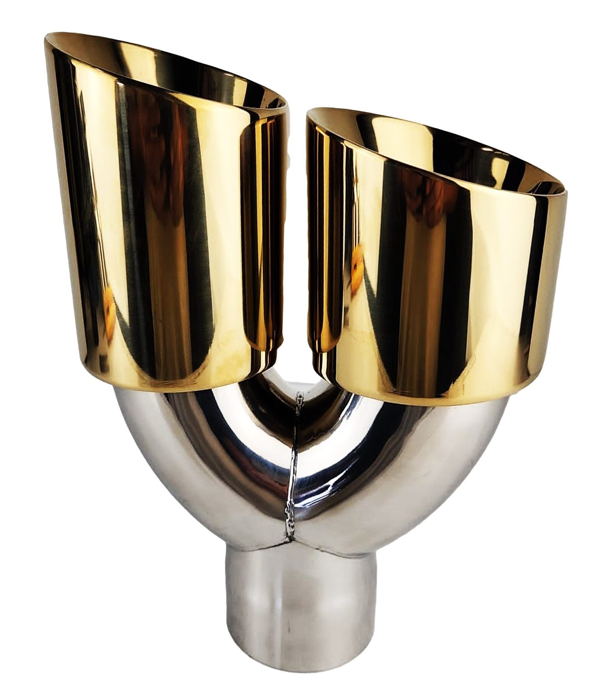 t 3" IDX4"X10" -Dual Double Wall Slant Cut S/S Gold Exhaust Tip Side Angle 1640GD Mach Speed
