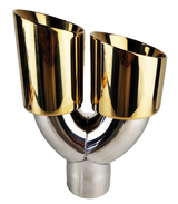 t 3" IDX4"X10" -Dual Double Wall Slant Cut S/S Gold Exhaust Tip Side Angle 1640GD Mach Speed