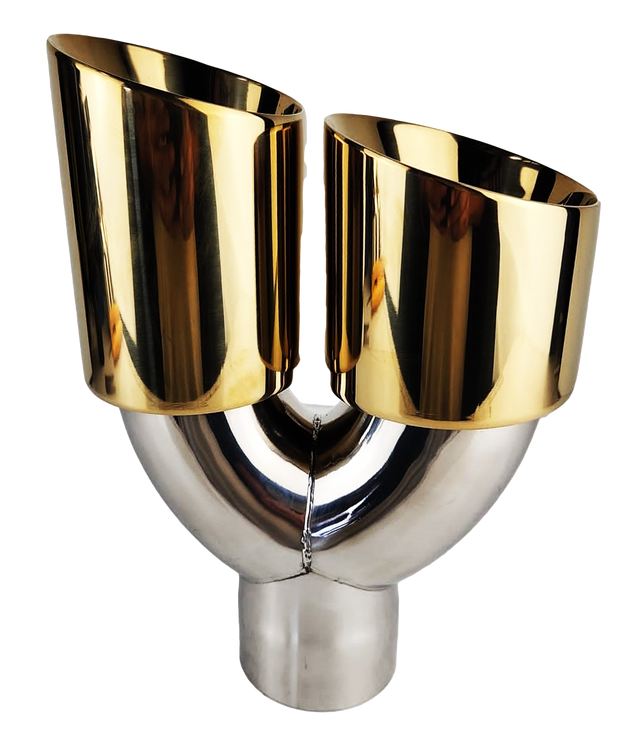 t 3" IDX4"X10" -Dual Double Wall Slant Cut S/S Gold Exhaust Tip Side Angle 1640GD Mach Speed