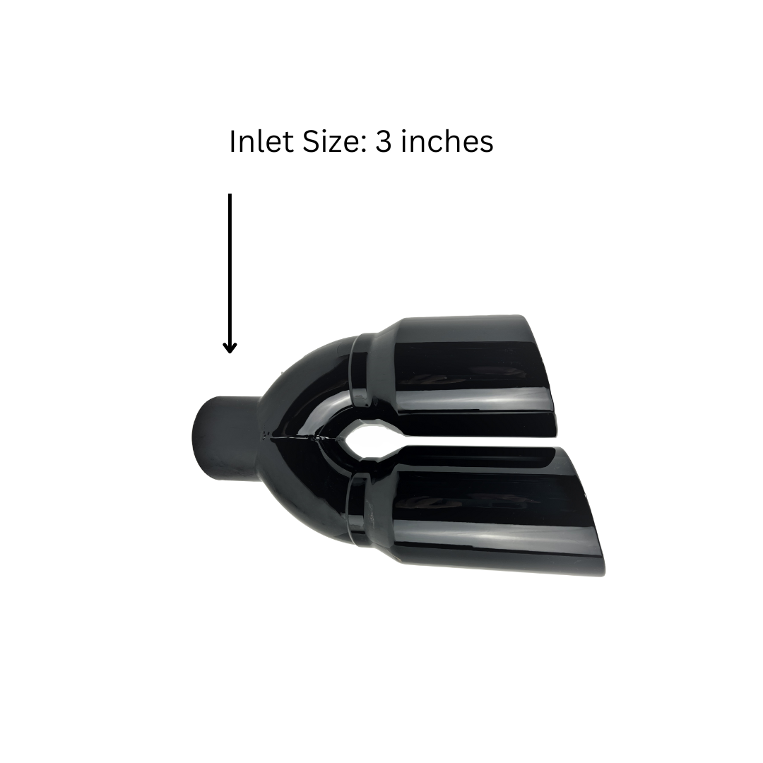 t 3" IDX4"X12" -Dual Double Wall Slant Cut S/S Gloss Black Exhaust Tip 1649BK Mach Speed