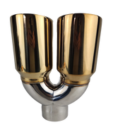 t 3" IDX4"X12" -Dual Double Wall Slant Cut Stainless Gold Exhaust Tip 1648GD Mach Speed