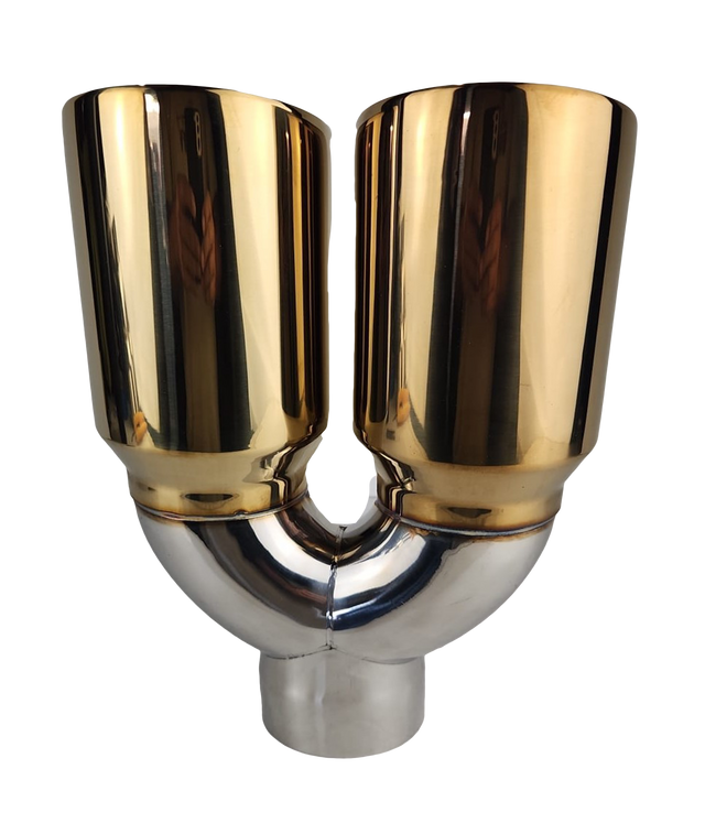 t 3" IDX4"X12" -Dual Double Wall Slant Cut Stainless Gold Exhaust Tip 1648GD Mach Speed