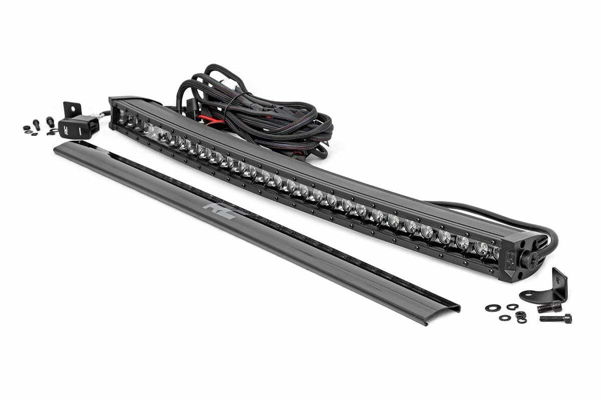 30" Black Series LED Light Bar; Curved; Single Row; Cool White DRL 72730BLDRL