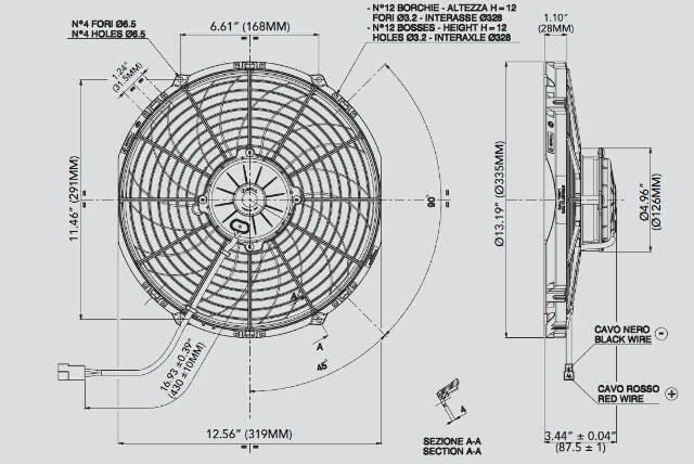 SPAL 12 High Performance Electric Cooling Fan 1381cfm Curved Pusher
