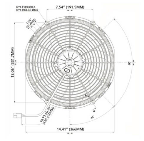 SPAL 14 inch high performance puller electric cooling fan 1865 CFM curved blade 30102042