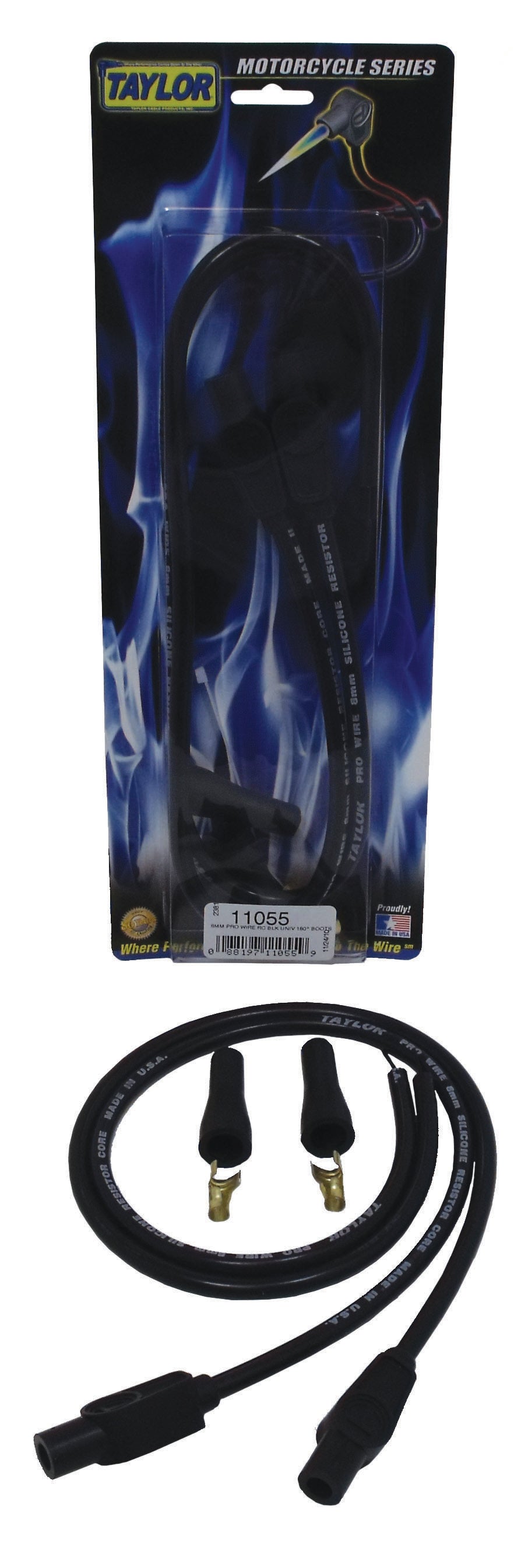 Spark Plug Wire Set Universal 8mm Silicone 180? 3500 ohm/ft Prowire Black 11055